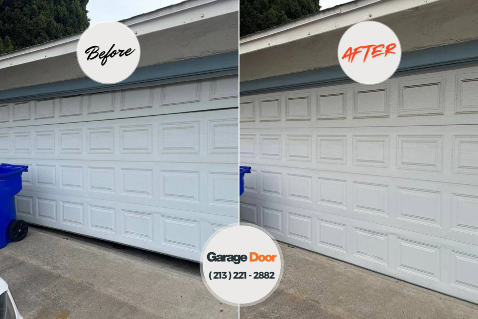 Before and after: garage door repair Knightdale, NC